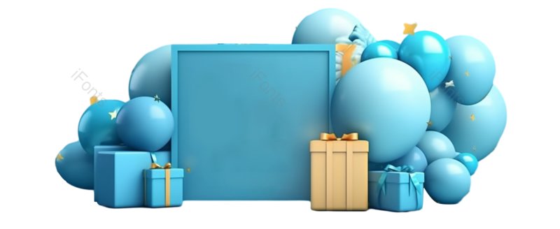 蓝色图片,缎带元素,展台PNG,气球免抠素材